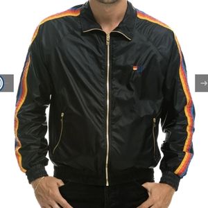 Aviator Nation black 4 stripe windbreaker
